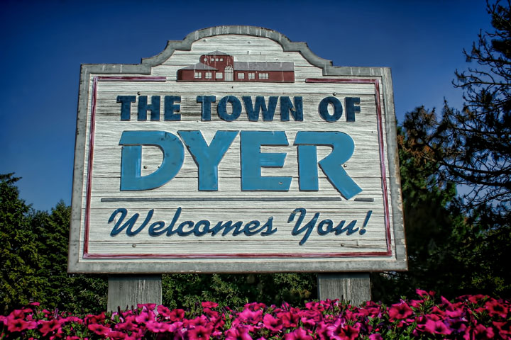 Welcome to Dyer, Indiana Dyer, Indiana welcome sign